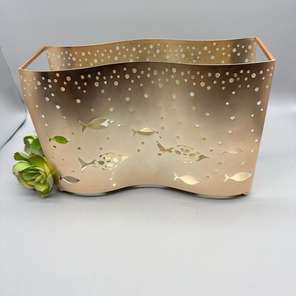 Yankee Candle gold Underwater Fish tealight holder - Picture 1 of 11